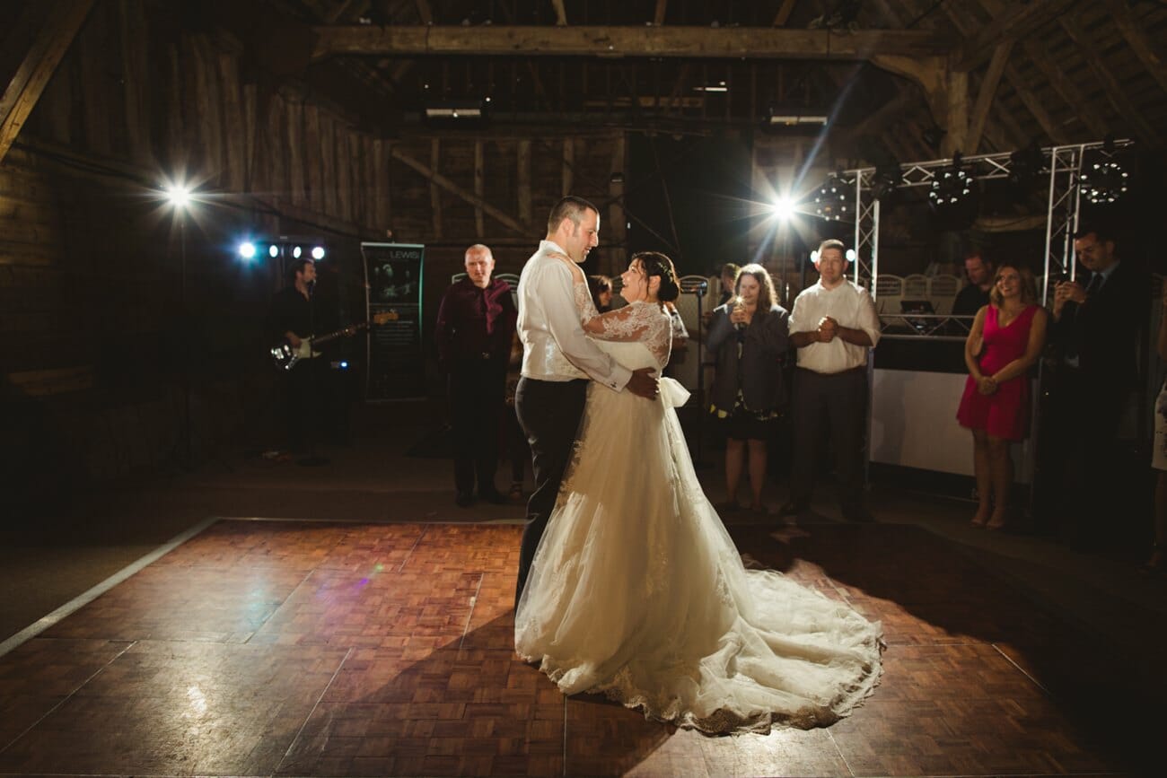 Blackthorpe barn wedding photography bride and groom first dance