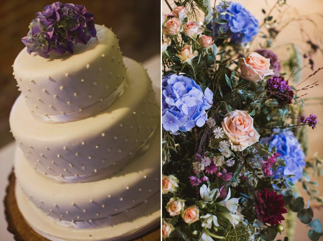 Hall Farm Wordwell Barn wedding cake and flowers