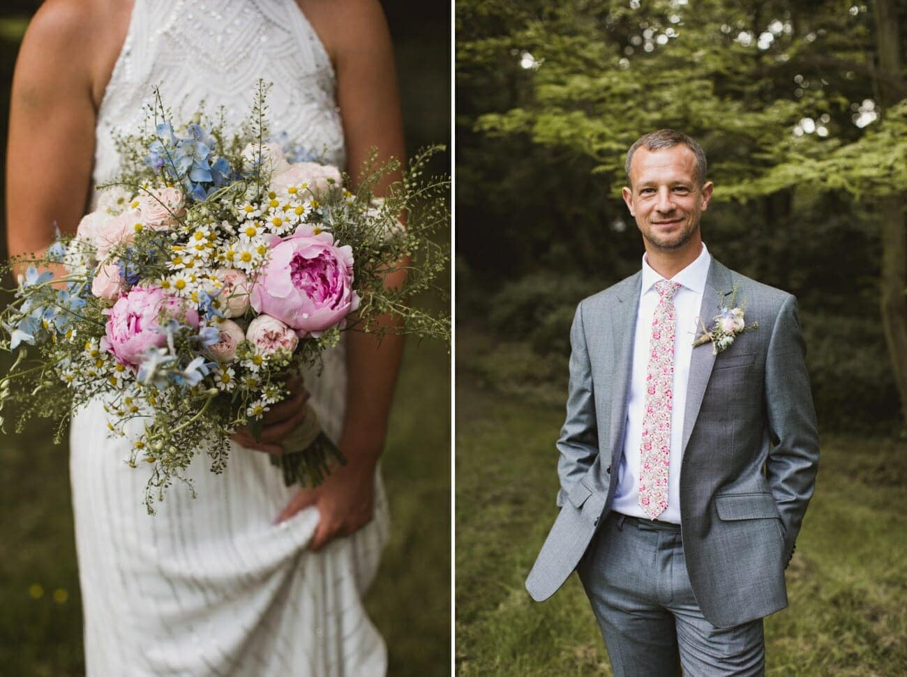 essex wedding couple photos groom and bridal bouquet