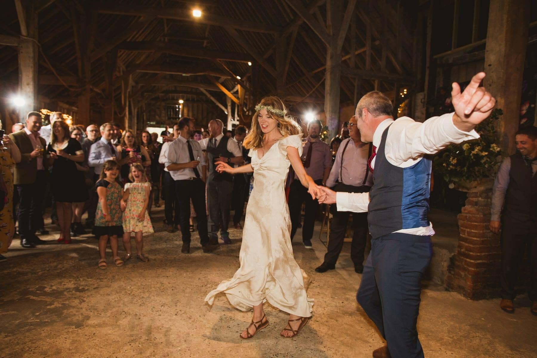 bride and groom dancing at hall farm weddings in wordwell