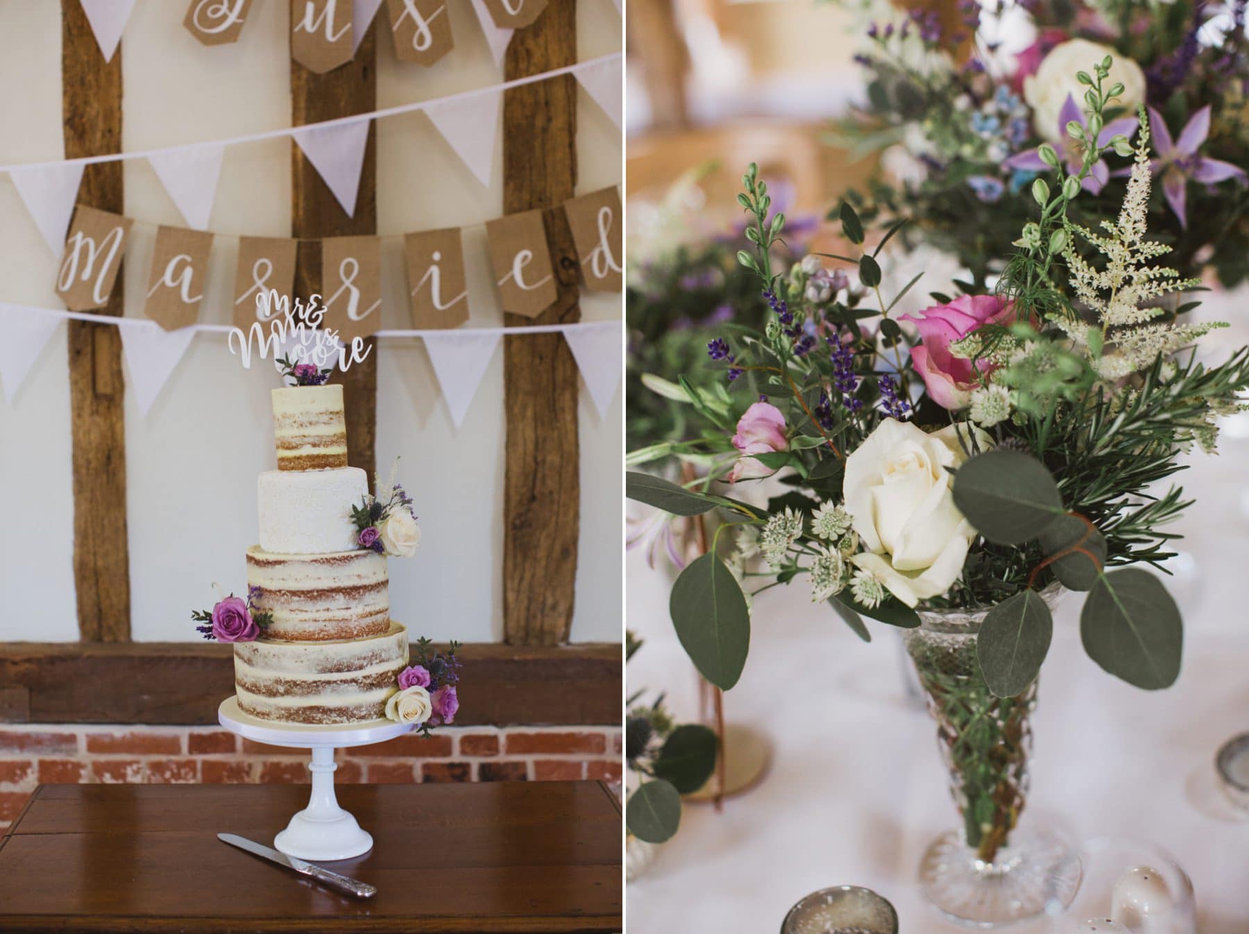 bruisyard hall and barn wedding cake and flowers