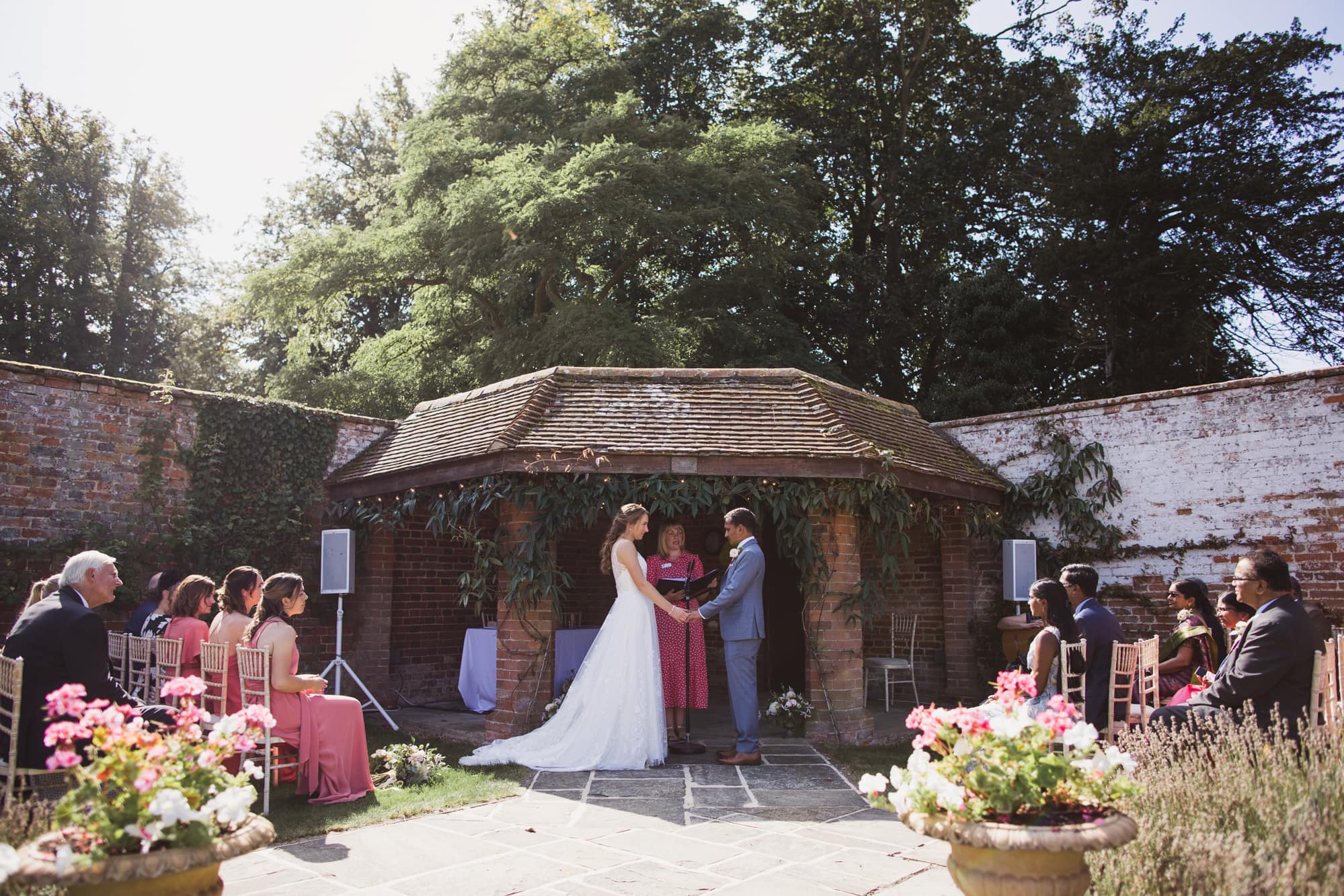 outdoor wedding ceremony at glemham hall