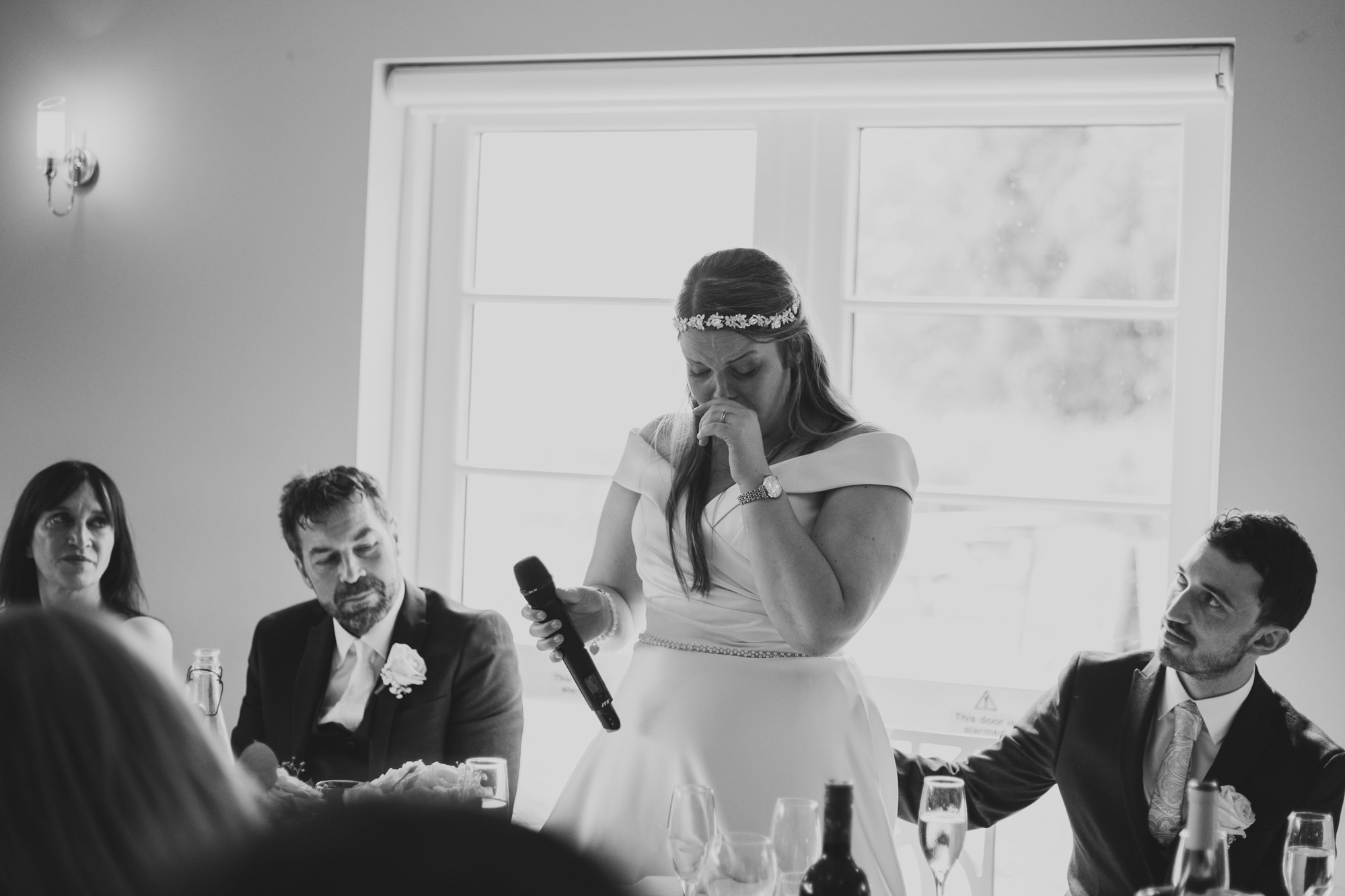 bride doing wedding speech