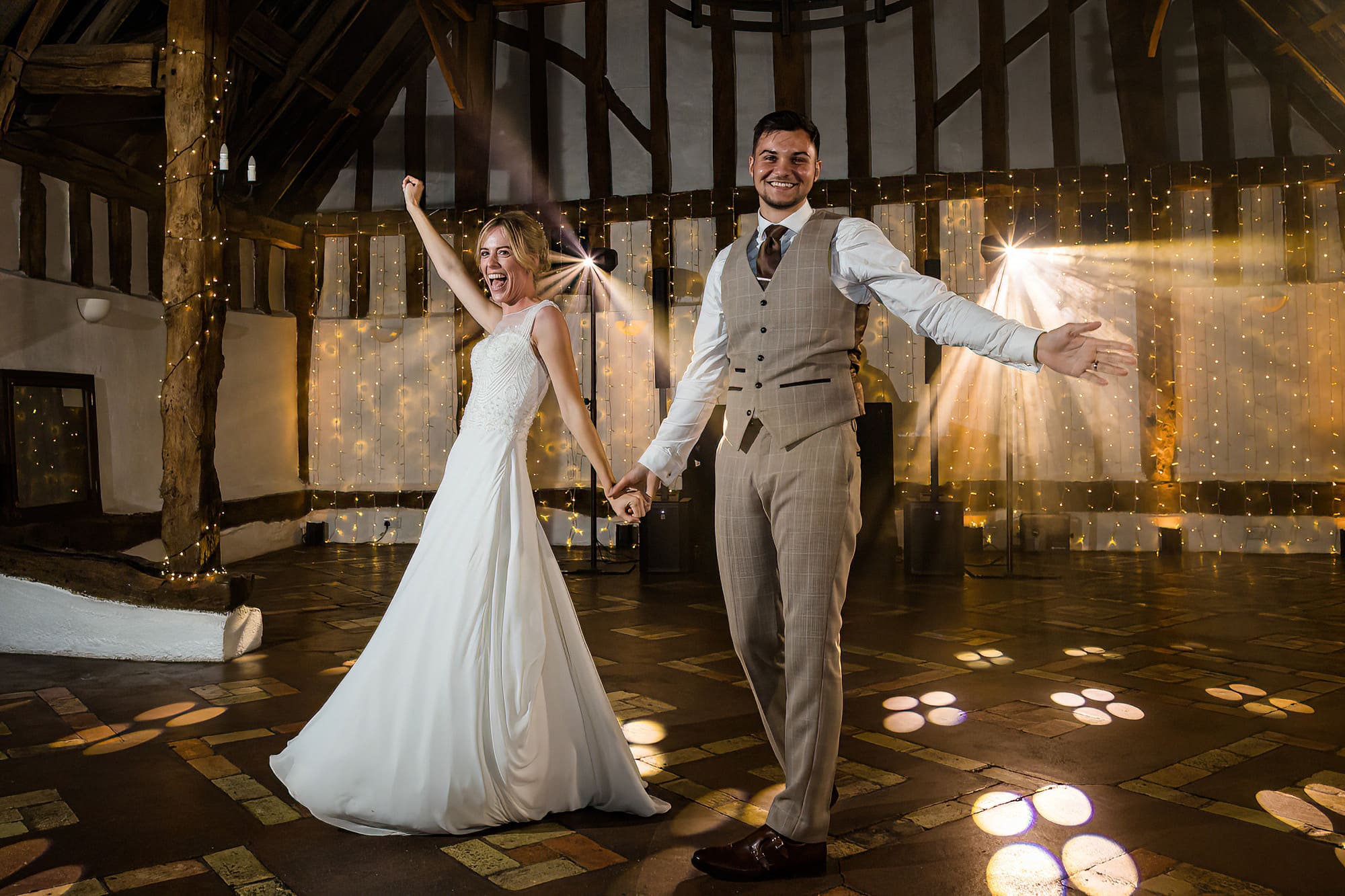 bride and groom first dance at smeetham hall barn