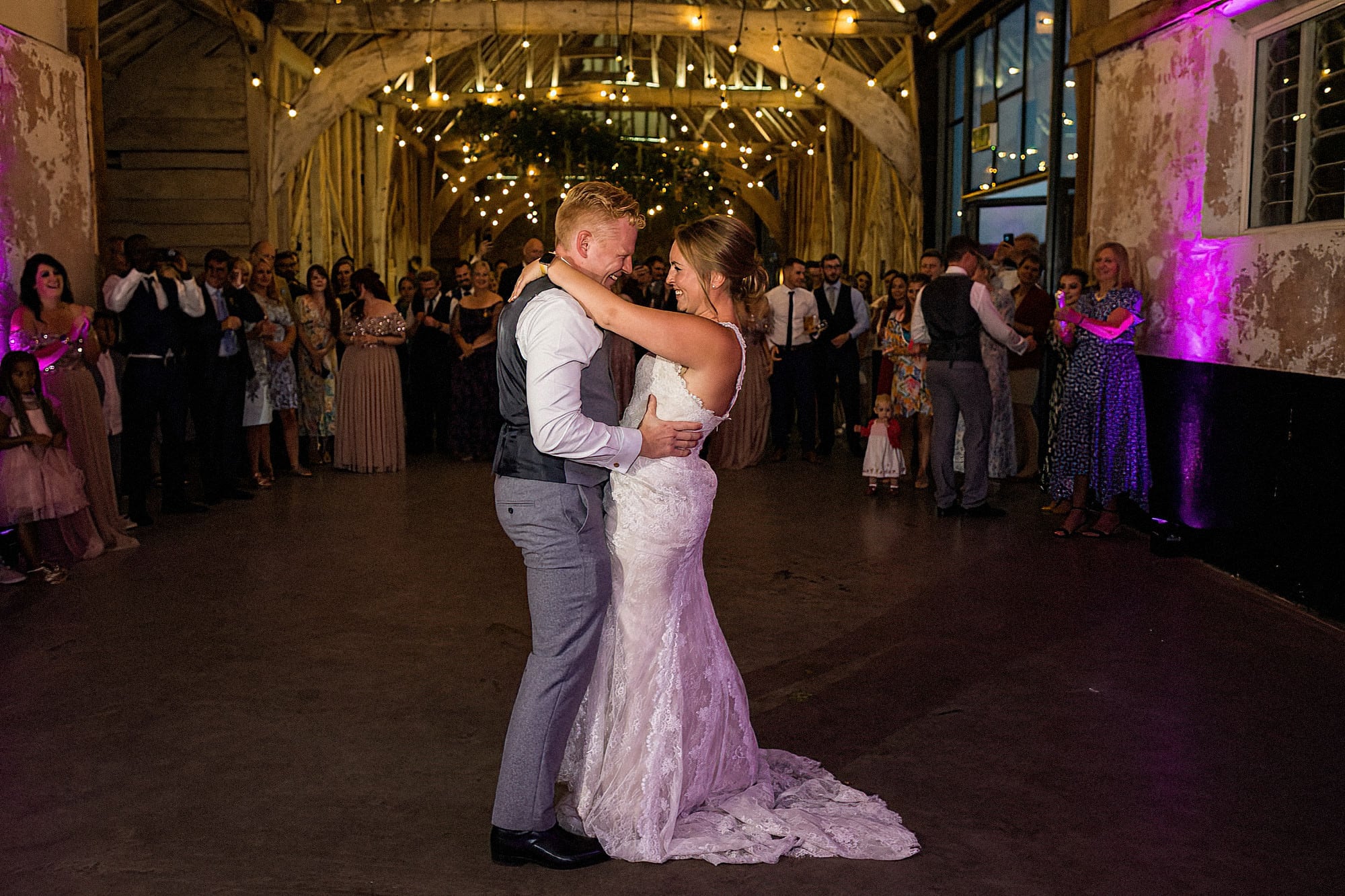 bride and groom first dance at henham barns